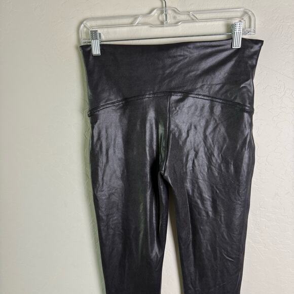 Spanx Faux Leather Leggings Black Coated Slimming Pull On XL NWT 2437 - Picture 8 of 14